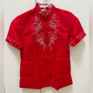 Vintage Red Hand Embroidered blouse